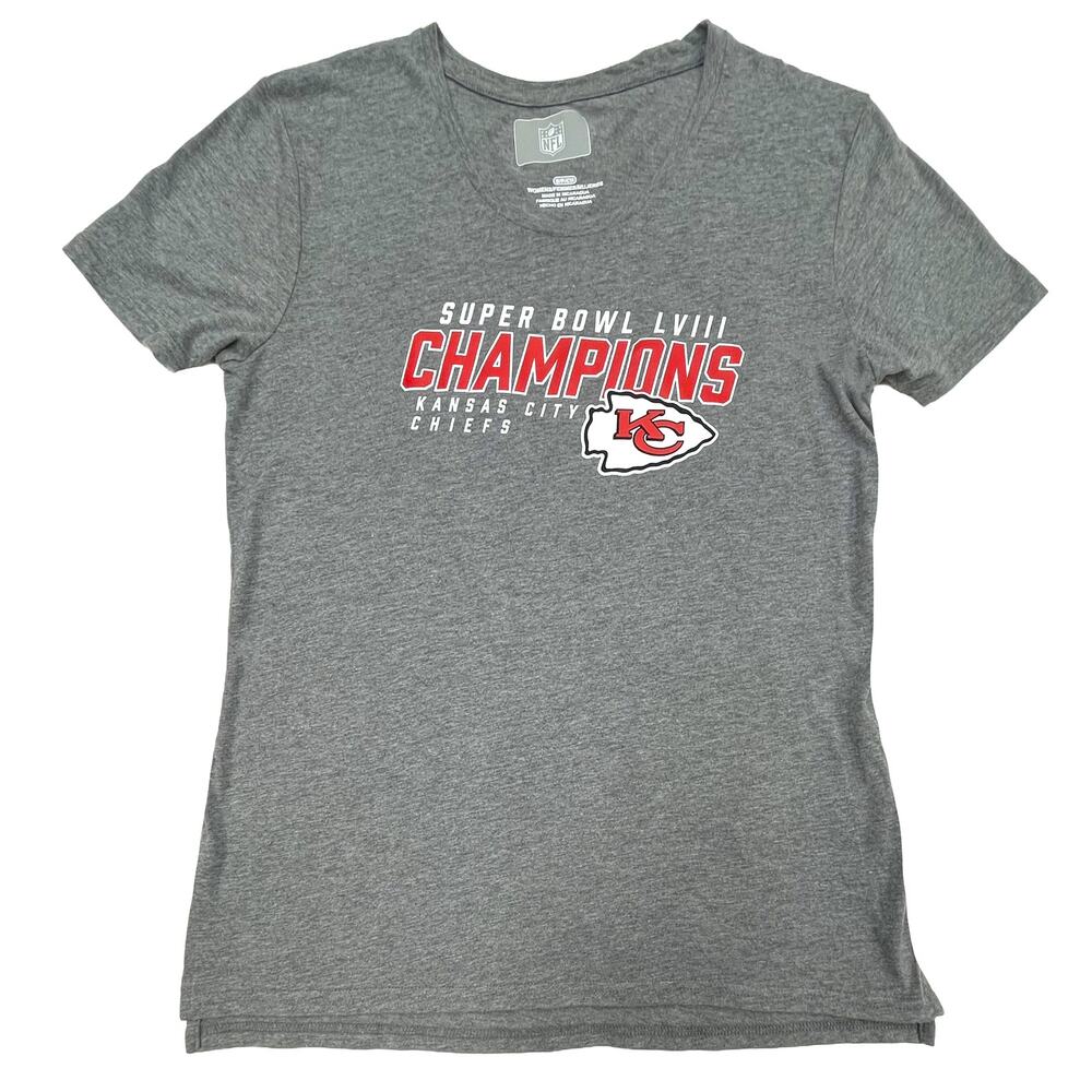 Fanatics Women’s KC Chiefs Super Bowl XVIII Champs T-Shirt Sz S New Gray Heather